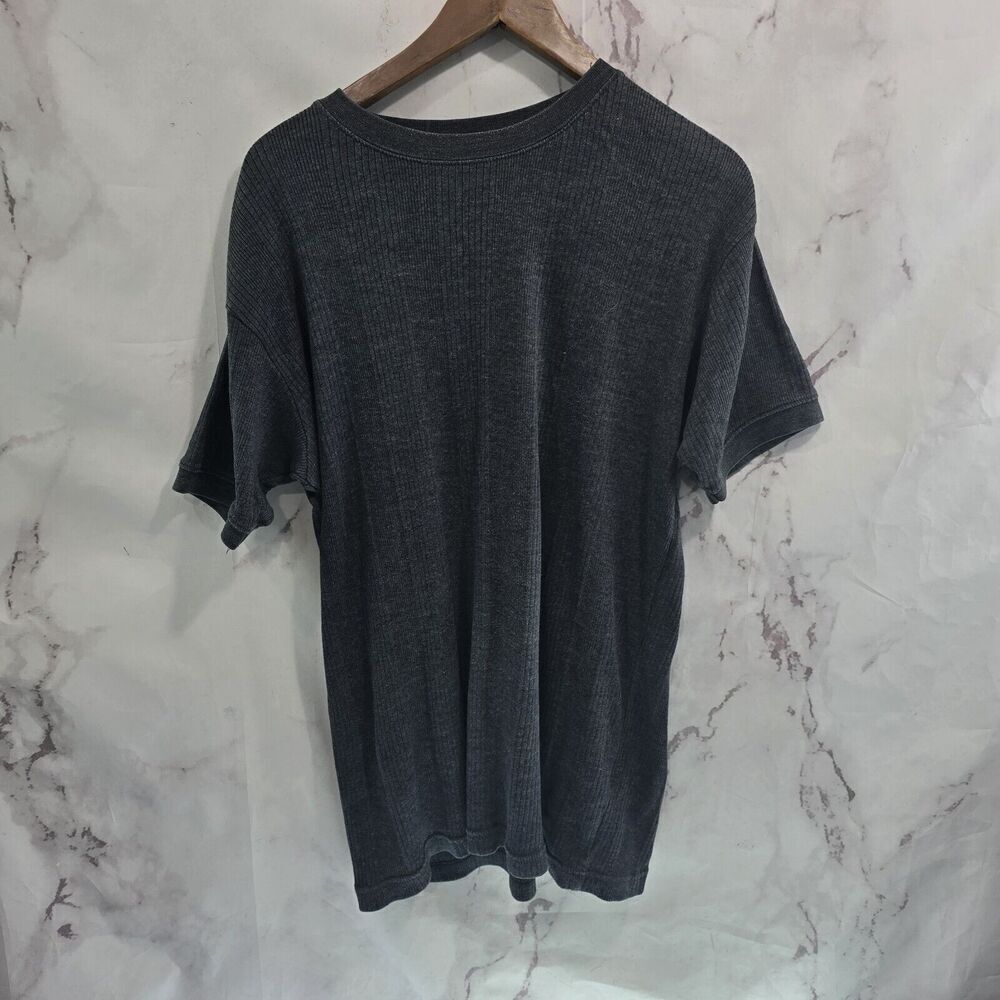 Ferruche T Shirt Mens Large Gray Ribbed Crew Tee Short Sleeve Regular Vintage
